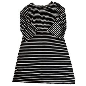 Ann Taylor Striped Shift Dress 8 3/4 Bell Sleeves Stretch Black White